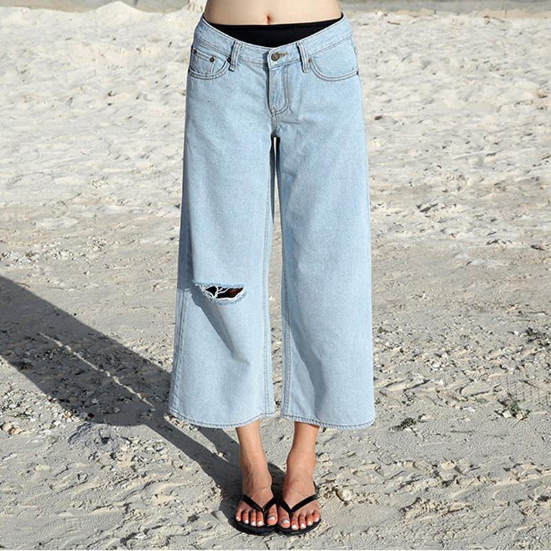 jean wide leg capris