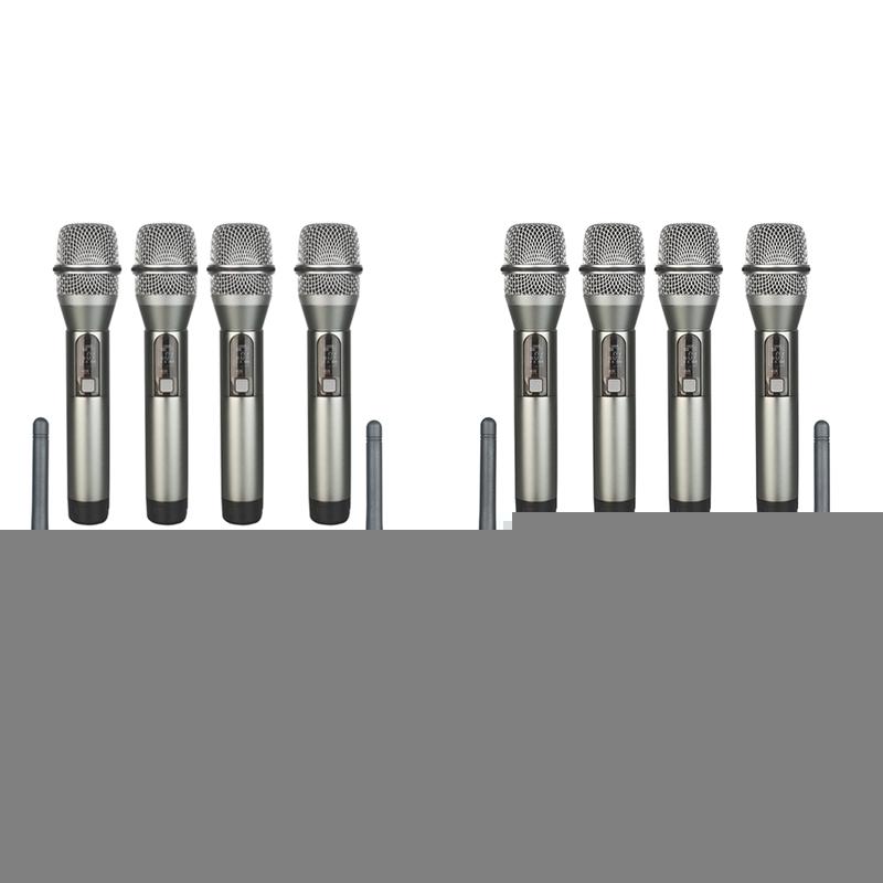 

4-Channel Wireless Microphone System Quad UHF Wireless Mic 4 Handheld Mics Long Distance Fixed Frequency