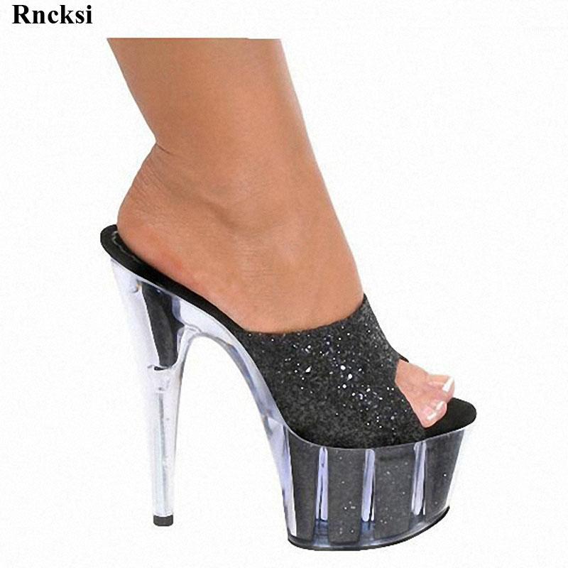 

Rncksi New Women Slipper 15Cm High Heel Summer Shoes Women Open Toe Outdoor Slides Fashion Super High Slippers Size 34-461, Black