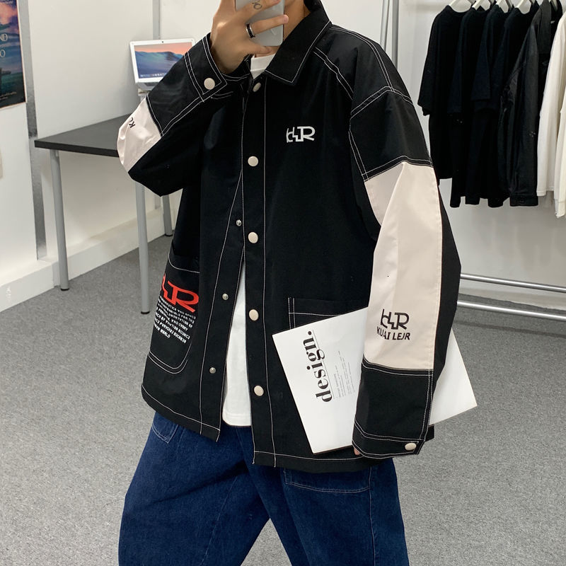 

Jackets 2021 Men's Spring New Fall Style Jacket Lapel Hit Size S- Youth Fashion Clothes 7QP8, Black