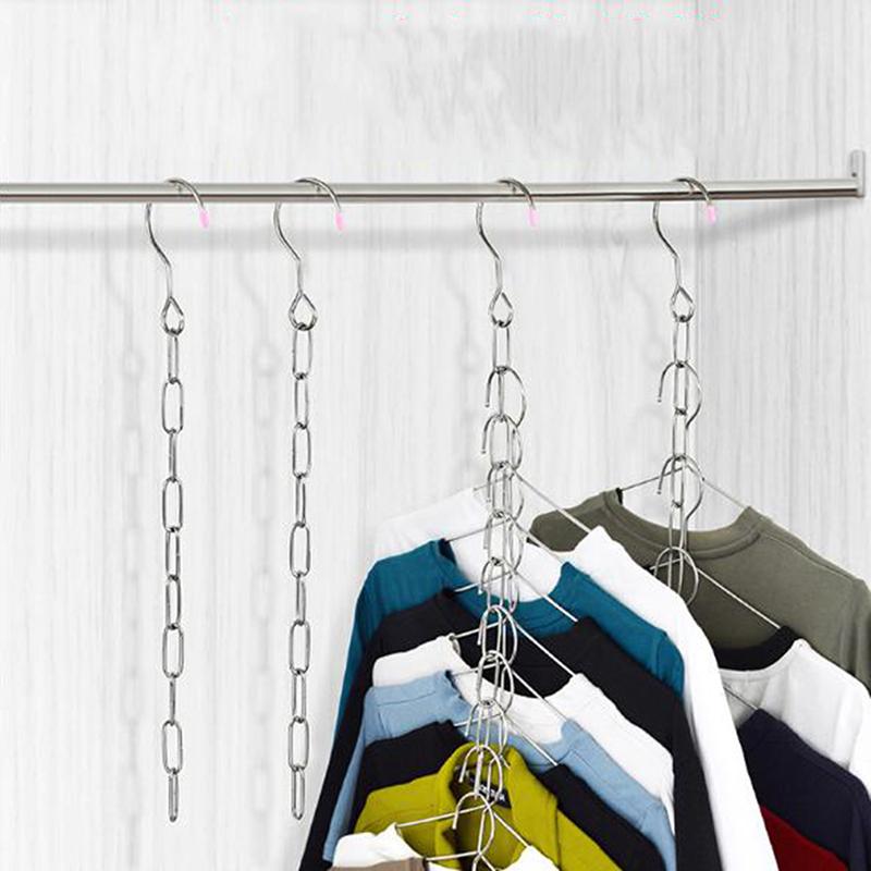 

Magic Clothes Hangers Hanging Chain Stainless Steel Cloth Closet Hanger Shirts Tidy Save Space Organizer Hangers For Clothes