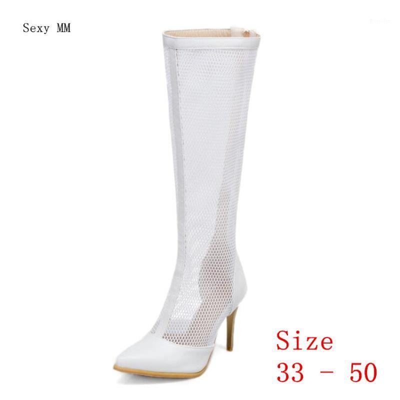 

Summer Boots Women Knee High Boots Woman High Heel Long Thigh Botas Small Plus Size 33 - 501, Silver