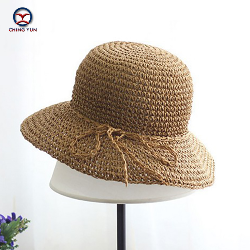 

CHING YUN Summer Women&childhat 2020 sun hat Lafite straw brim beach Handmade hat Sunscreen Seaside travel Vacation leisure, Child beige