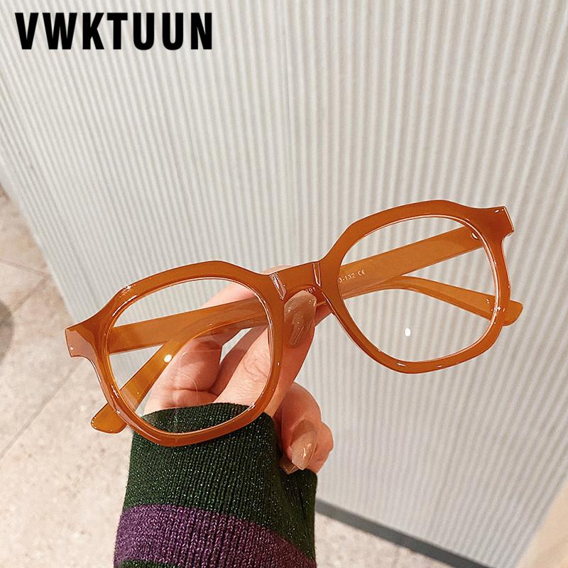

Fashion Sunglasses Frames VWKTUUN Wide Geometric Glasses Frame Women Men Myopia Eye Computer Anti Blue Light