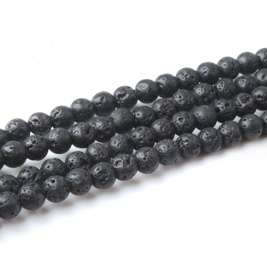 

WOJIAER Lava Round Beads 4-8MM Black Volcano Natural Stone DIY Spacers Bead For Bracelets BY907