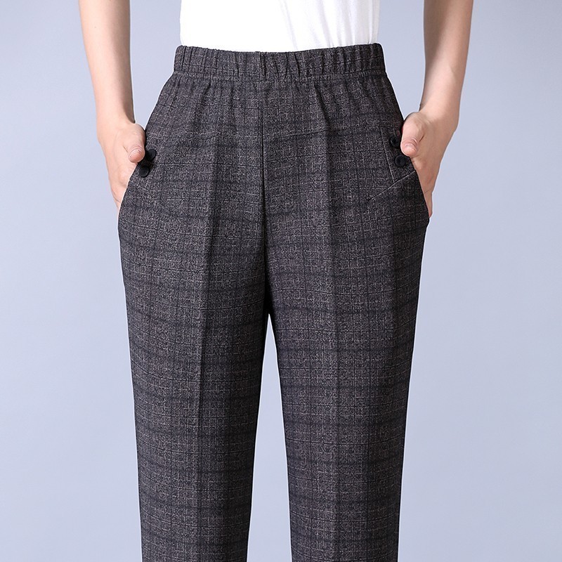 

Autumn Winter Middl Aged Women Warm Velvet Elastic Waist Casual Straight Pants Female Trousers Plus Size Clothing 201228, 11 do not add wool