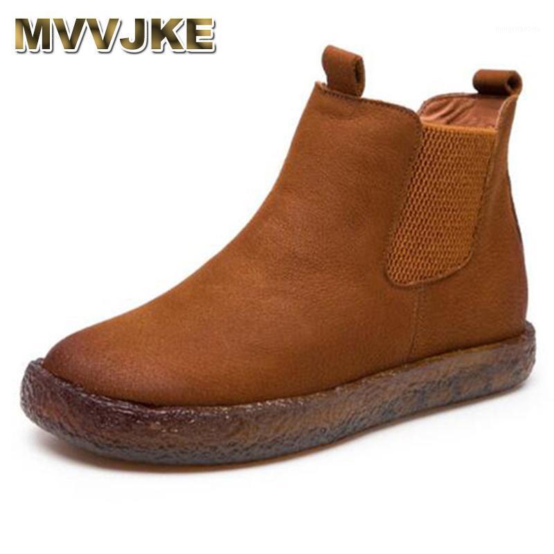 

MVVJKE 2020 new Woman Fashion Genuine Leather Motorcycle Ankle Boots Female Platform Comfortable Autumn Shoes winter boots1, Black