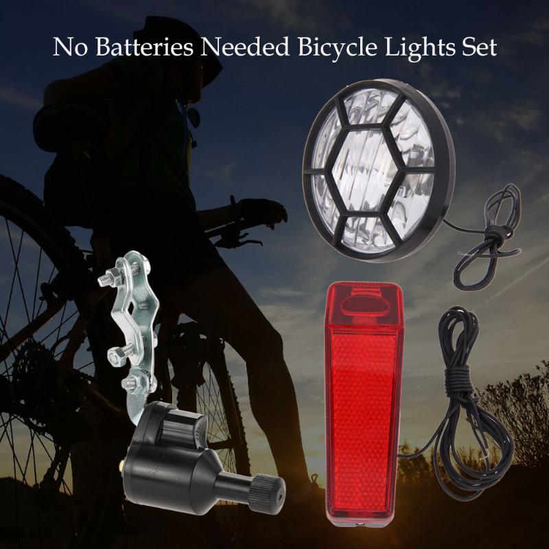 

Bicycle Lights Set Kit Bike Safety Front Headlight For Bicycle Tail Light Rear light Dynamo No Batteries Needed
