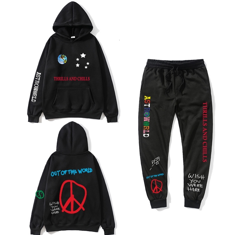 

2021 New Astroworld Thrills and Chills Hoodies Plus Pants Autumn Streetwear Pullover Travis Scotts Young Men Women Fashionhip Hop Printin Ru, Yellow.black