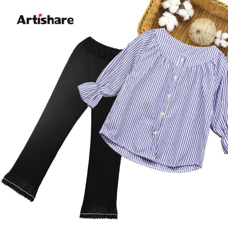 

Girls School Clothes Spring Autumn Girl Clothes Striped Blouse + Pants Girls Casual Style Kids Tracksuit1, As picture