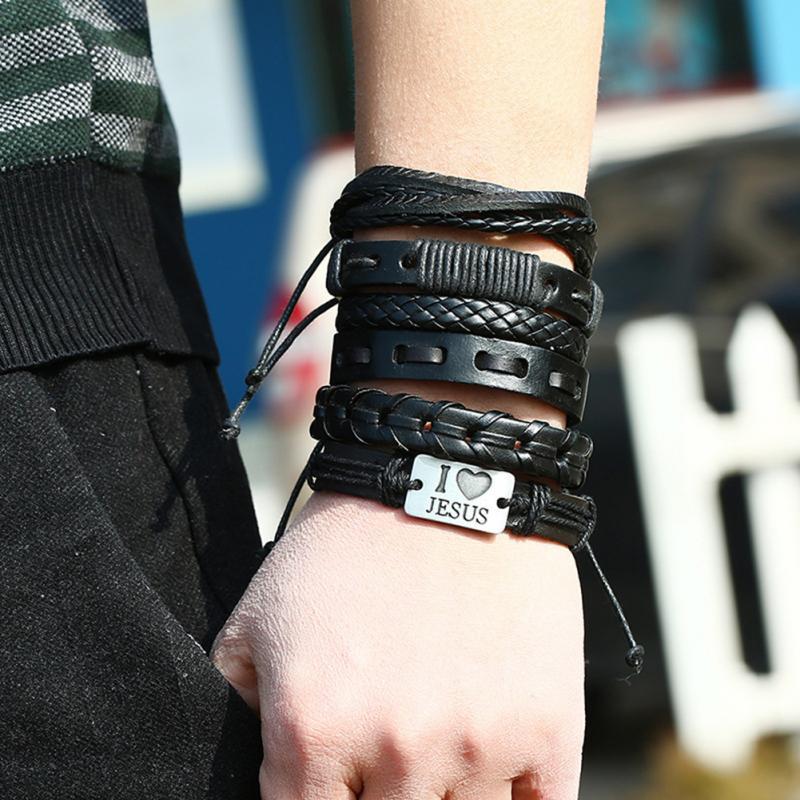 

Simple Retro Woven Leather Bracelet Hand Pope DIY Combination Suit Bracelet