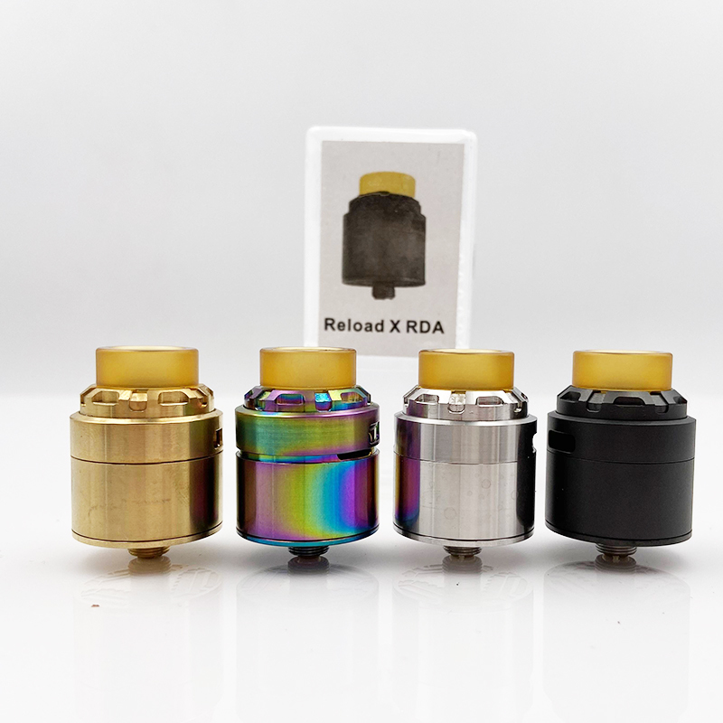 

Cheap Price Pric Reload X RDA 24mm Top Airflow Design BF Pin Wide Bore Drip Tip Rebuildable Dripping Atomizer Fit 510 Thread Vape Box Mod