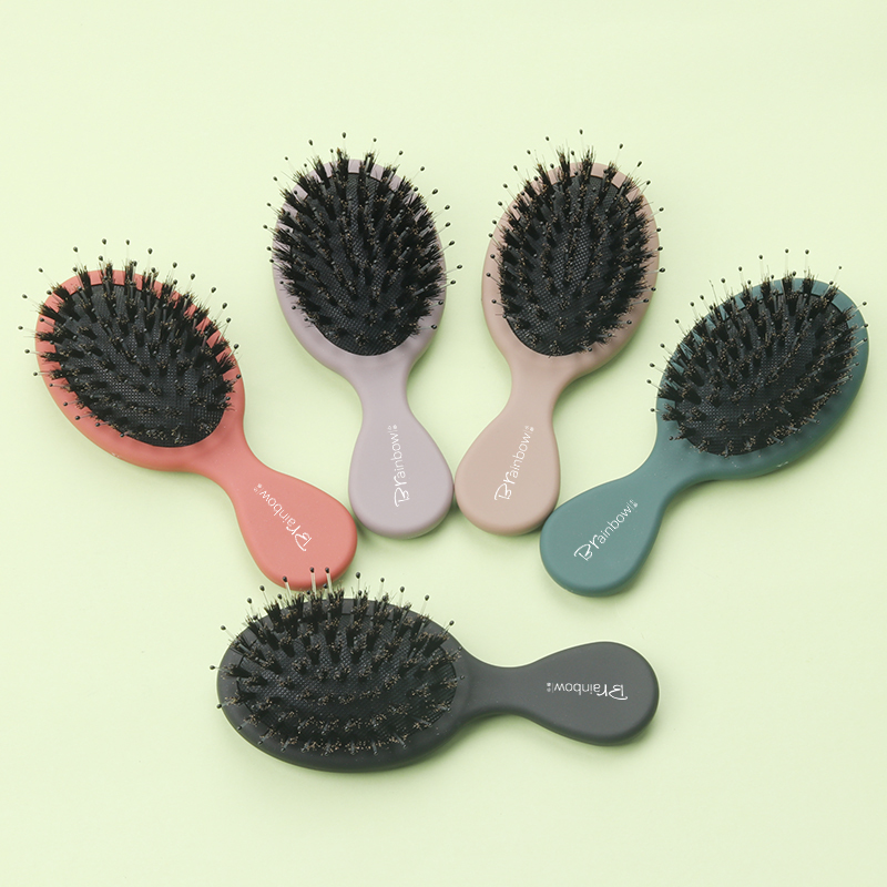 

brainbow 1pc bristle brush 5 colors anti-static non-slip handle hair head scalp massager cute &mini sized comb270I
