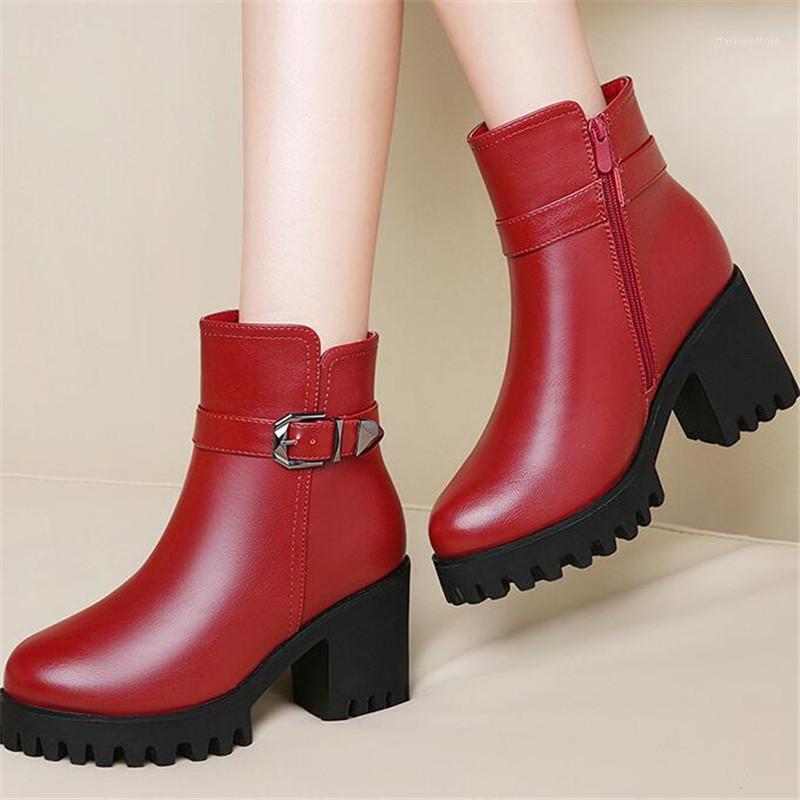 

Riding boots women 2020 winter new thick heel short boots high heel women shoes thick bottom plus velvet warm women's1, Single shoes 01