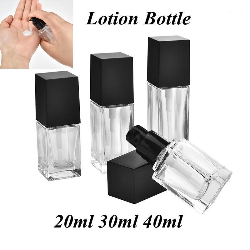 

100pcs/lot 20ml 30ml 40ml Clear Square Glass Lotion Bottle Essential Oli Moisturizer Facial Liquid Cosmetic Cream Travel Bottle1