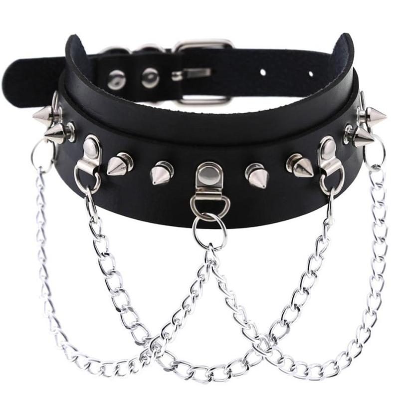 

DIEZI 16 Colors Harajuku PU Leather Necklace For Women Gothic Punk Vintage Rock Tassel Rivet Choker Necklaces Anime Jewelry