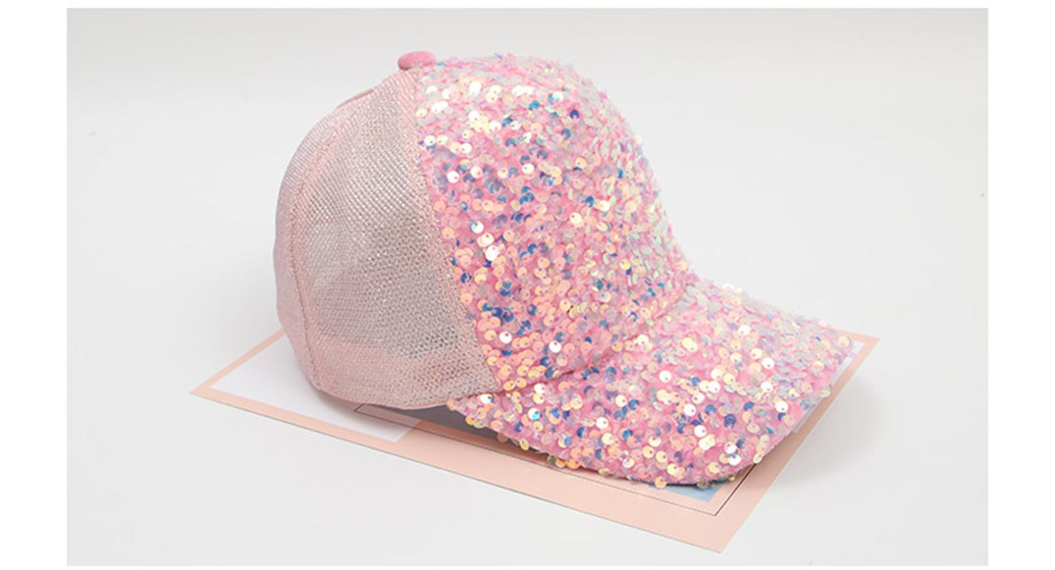 

Women bling shiny sequin leisure baseball hat sunshade cap, White