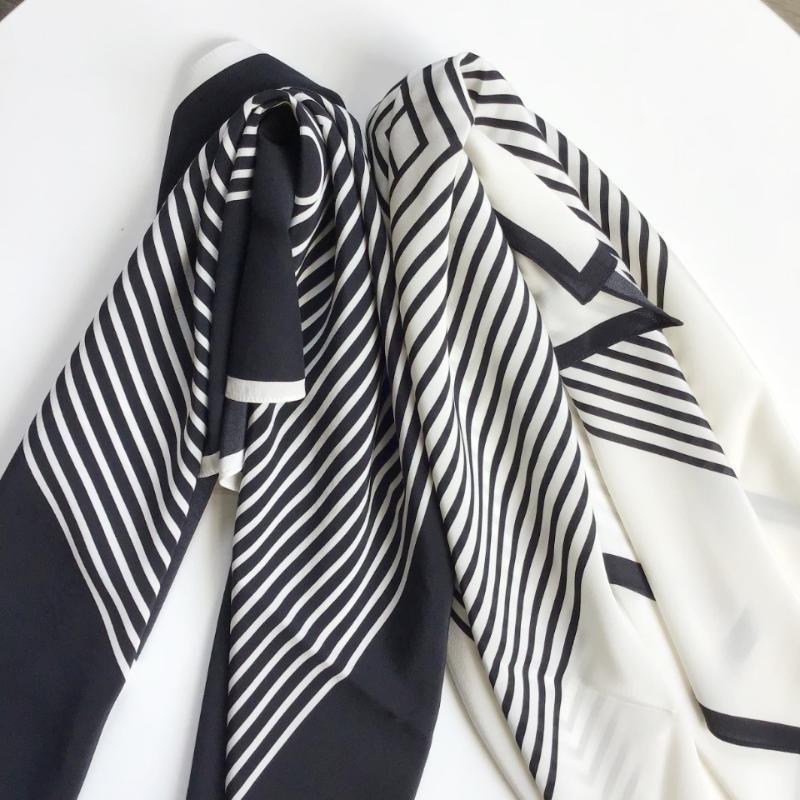 

Women Scarves 2020 Classic Striped Printed Silk Scarf