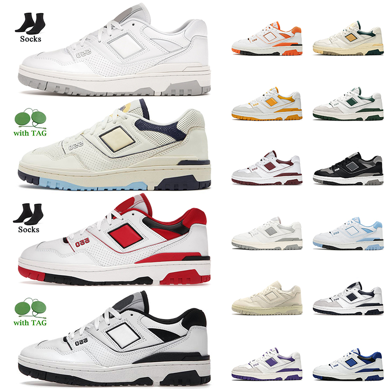 

New Designer Shoes BB550 550 Womens Mens NB550 White Grey Aime Leon Dore Green Yellow Rich Paul Syracuse Orange Shadow UNC University Blue B550 With Socks Trainers, B5 white grey 36-45