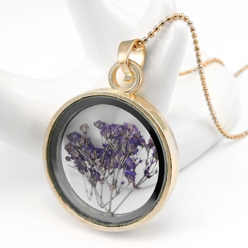 

Crystal Dried Flower Necklace Natural Flowers Herbarium Pendant Necklaces 11 Nov