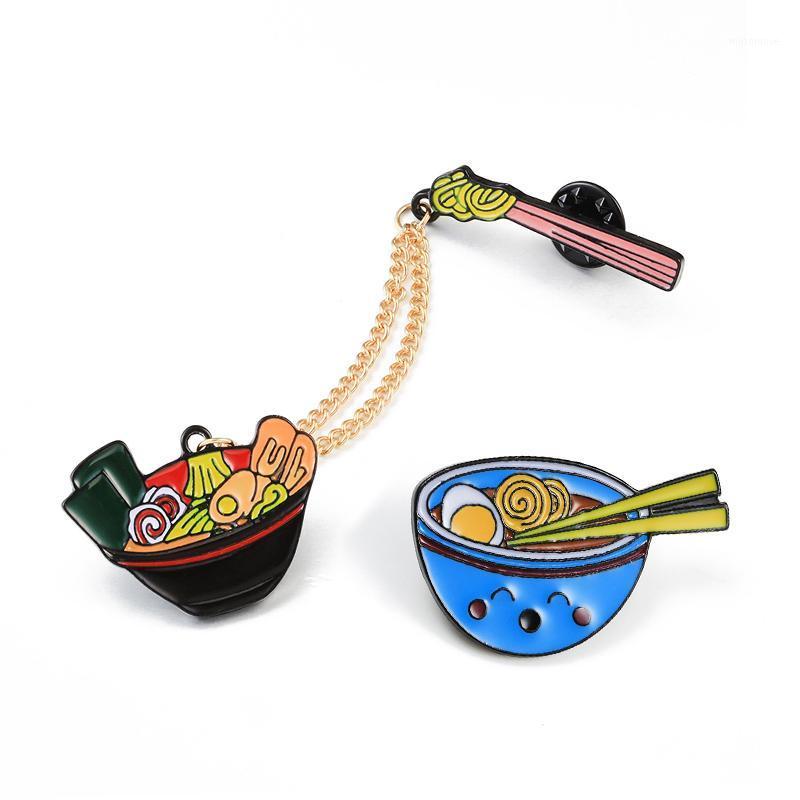 

2PCS/Set Kawaii Ramen Enamel Pin Japanese Noodles Bowl Chopsticks Brooches Backpack Jackets Label Pins Foodie Badge Jewelry Gift1