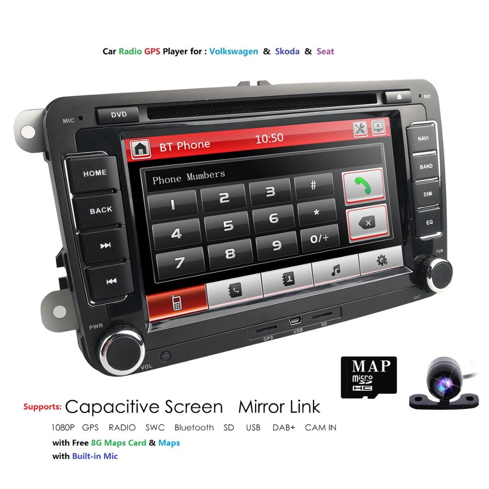 

2 Din 7 inch Car DVD GPS Radio Player For Volkswagen golf 5 6 touran passat B6 B7 sharan JATTA Skoda Seat Autoradio Free Camera