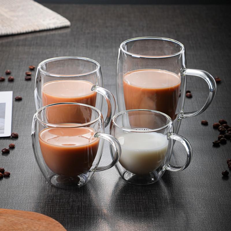 

Mugs Double Wall Glass Cup Heat-Resistant Milk Whiskey Tea Beer Transparent Espresso Coffee Drinkware Cups Drinking Glasses, 1pcs 80 ml