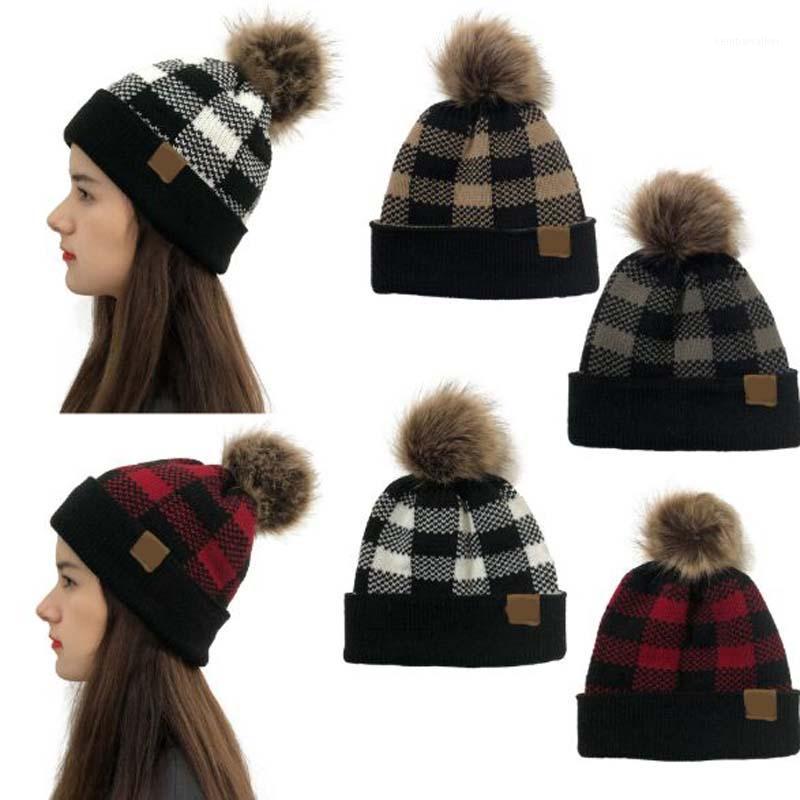 

Beanie/Skull Caps XEONGKVI Europe America Flanging Grid Fashion Christmas Hat Beanies Autumn Winter Warm Removable Venonat Knitted Cap For W, Black khaki