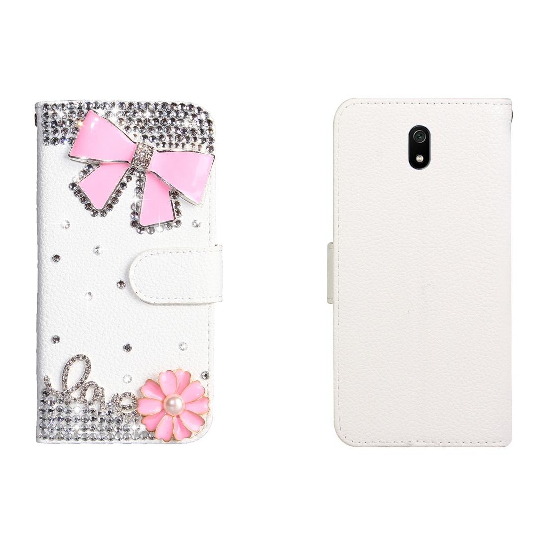 

For Xiaomi Redmi 8A Horizontal Flip Solid Color Rhinestones Leather Case with Card Slot Wallet Holder