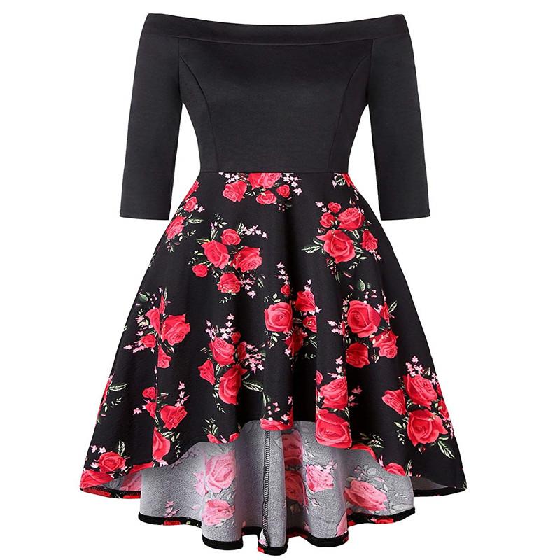 

USA Women's Summer Casual Off-Shoulder Party Evening Cocktail Swing Short Dress, Red