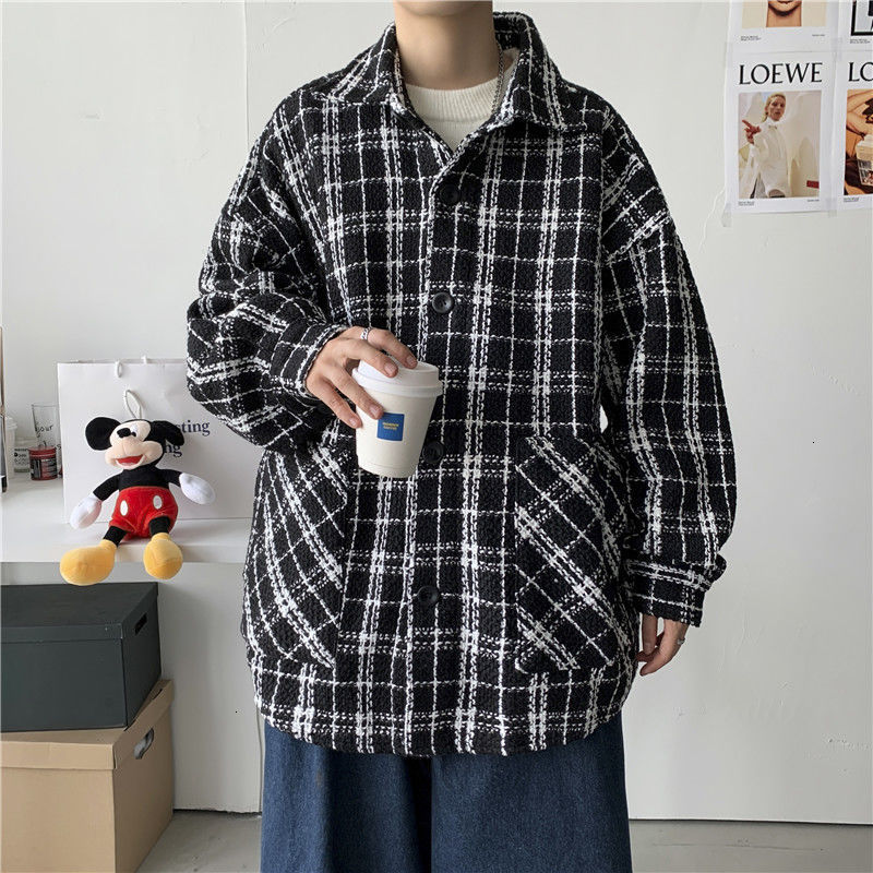 

2021 Men's Casual Oversize Plaid Jackets Winter New Woman Warm Fashion Coat Male Thickened Korean Streetwear Jacket 8ik3, White