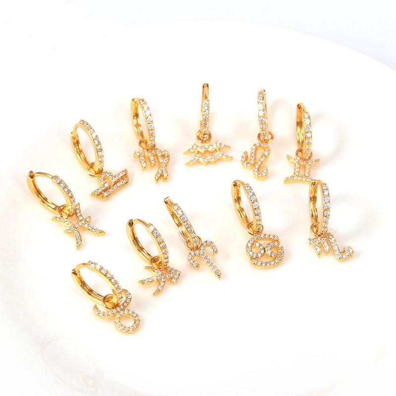

Hoop & Huggie Todorova 12 Constellation Earrings For Women Cubic Zircon Earring Leo Libra Aries Gold Birthday Gifts Fashion Jewelry