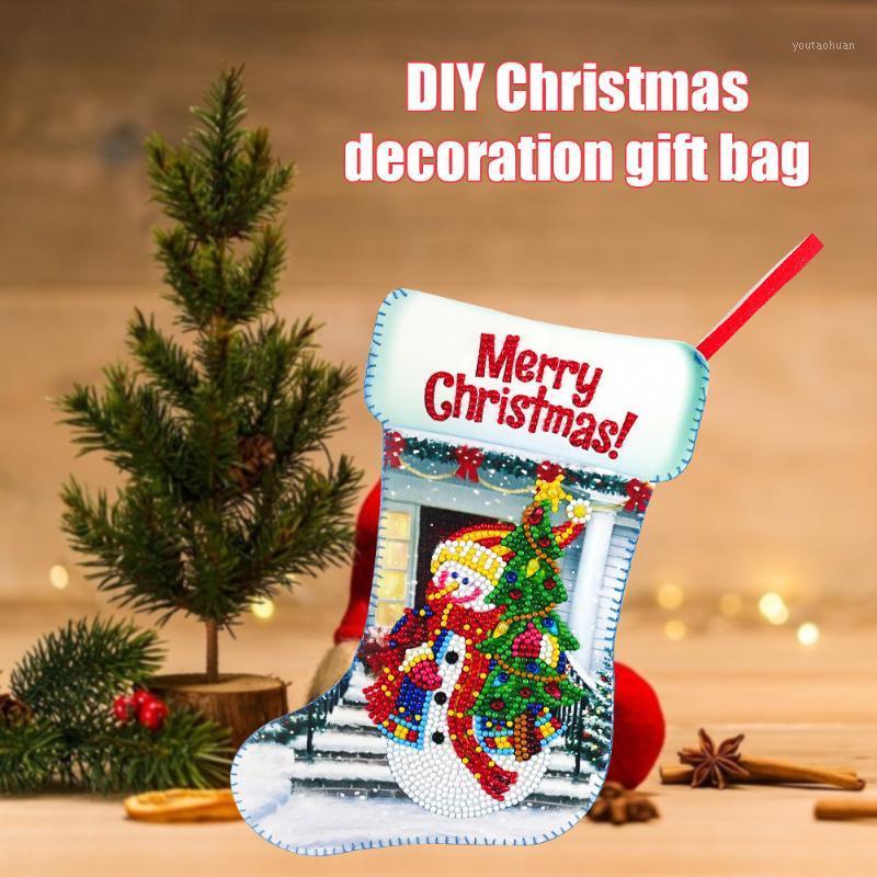 

Snowman Hanging Sock Pendants Diamond Painting Mosaic Ornaments Candy Gift Bags Kids Candy Bag Snowman Deer Pocket1