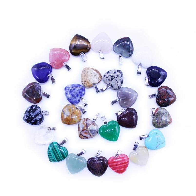 

Wholesale Cross-Border Special Heart-Shaped Pendant Natural Stone Peach-Heart Pendant Female Necklace Love Pendant Accessories Dure6