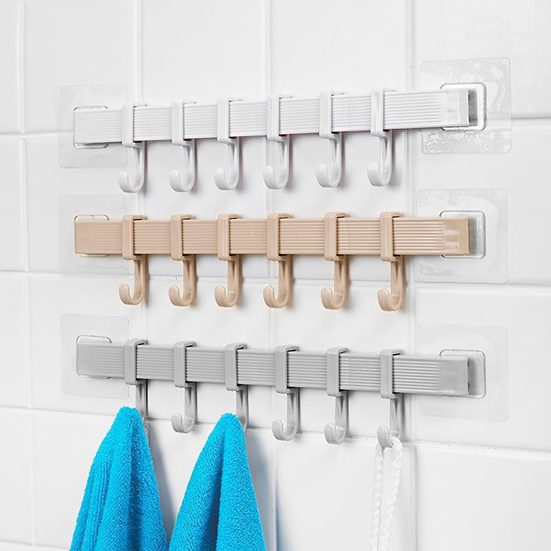 

6 hook strong kitchen bathroom wall-mounted plastic hook free punching strong suction wall hooks for hanging clothes ZP71010201