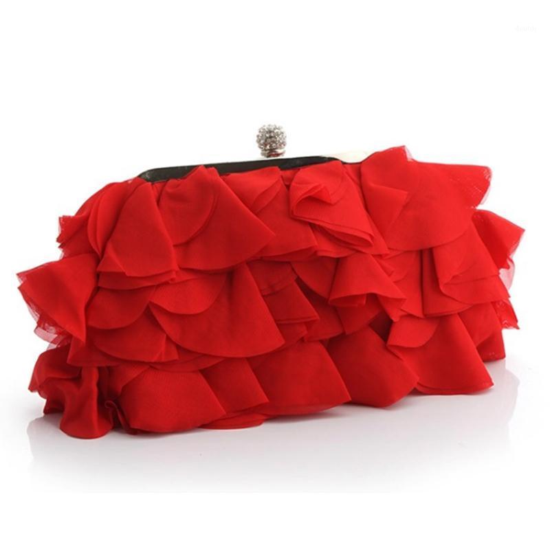 

XIYUAN Red Wedding Chiffon Purse Fashion Celebrites Clutches Bridal Bridesmaid Coffee Color Ladies Evening Clutches1
