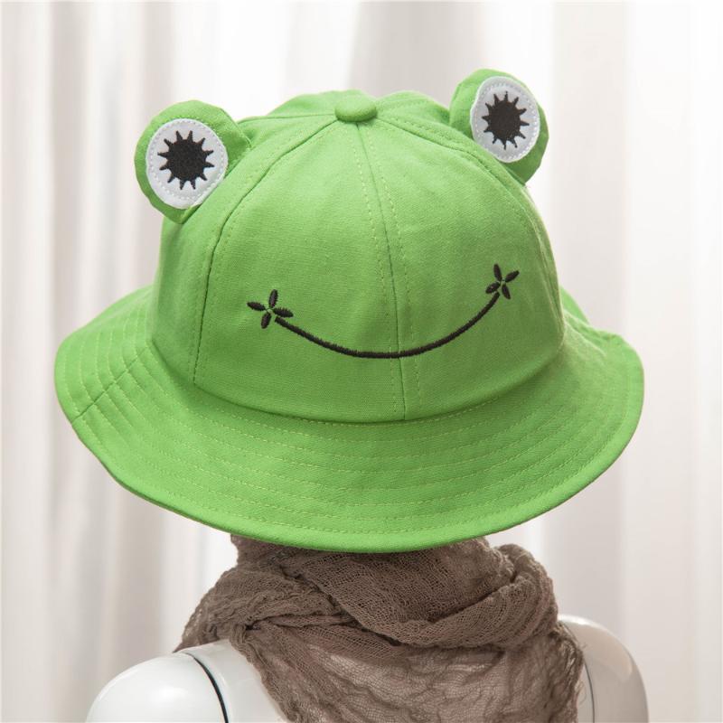

Women Fashion Frog Bucket Hat New Summer Hat Female Parent-Child Frog Fishing Cap Korean Wild Cute Sun Big Eyes Bucket