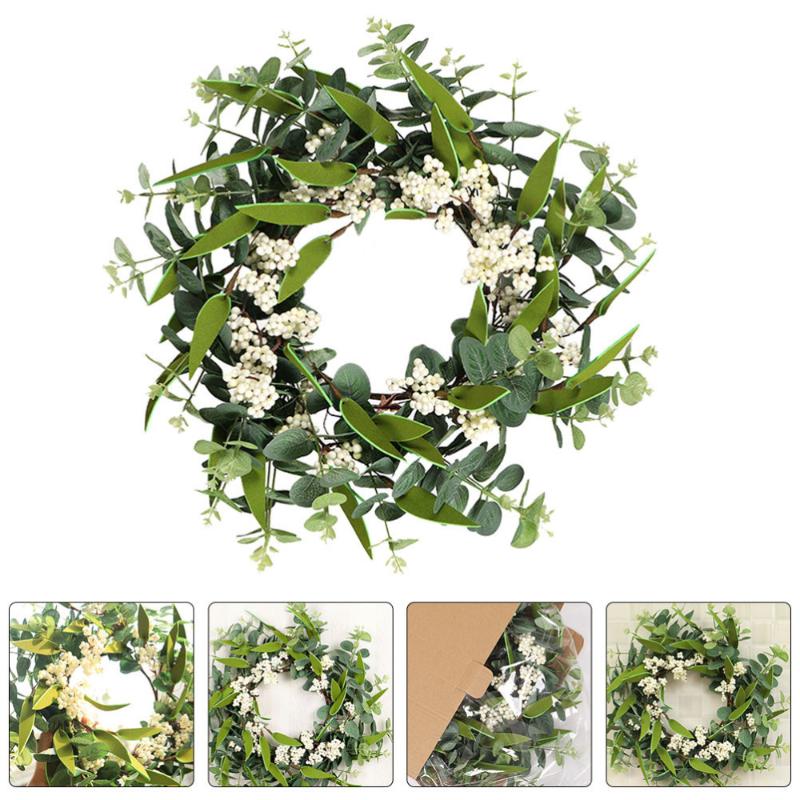 

1Pc Artificial Leaf Hanging Wreath Festival Garland Wall Dangling Decor (Green