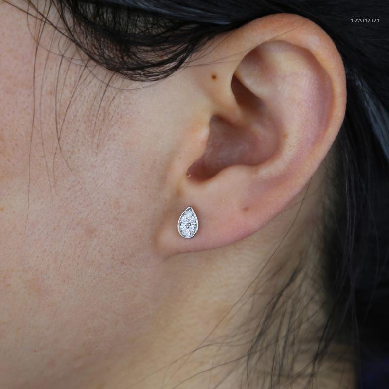 

New arrived Drop Shaped Stud Earring with CZ Cubic Zirconia Paved Mini Water Drop Delicate 925 sterling silver Earring For Girls1