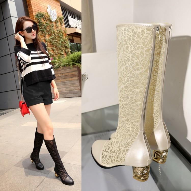 

2021 new Korean women's shoes hollow out boots in spring and autumn and summer, Beige