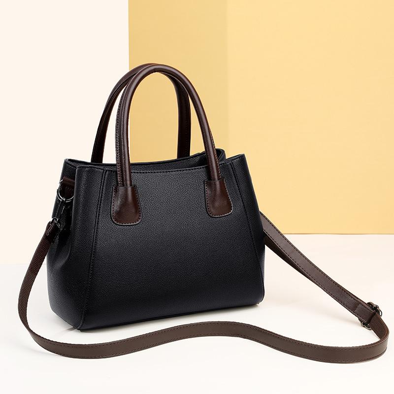 

2021 Big Capacity Soft Leather Women's Handbags Casual Tote Bags Lady High Quality Leather Shoulder Bags For Women, Black