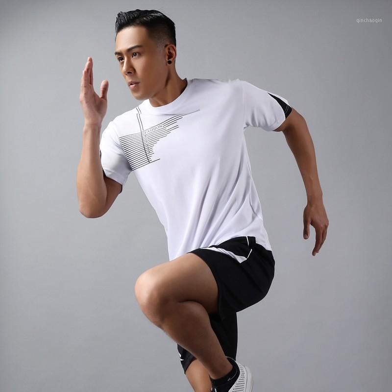 

Summer Running Set Men Quick-drying Short-Sleeved T-shirts+Shorts Two-piece Fitness Jogging Sport Wear O-Neck Solid Tracksuits1, Black