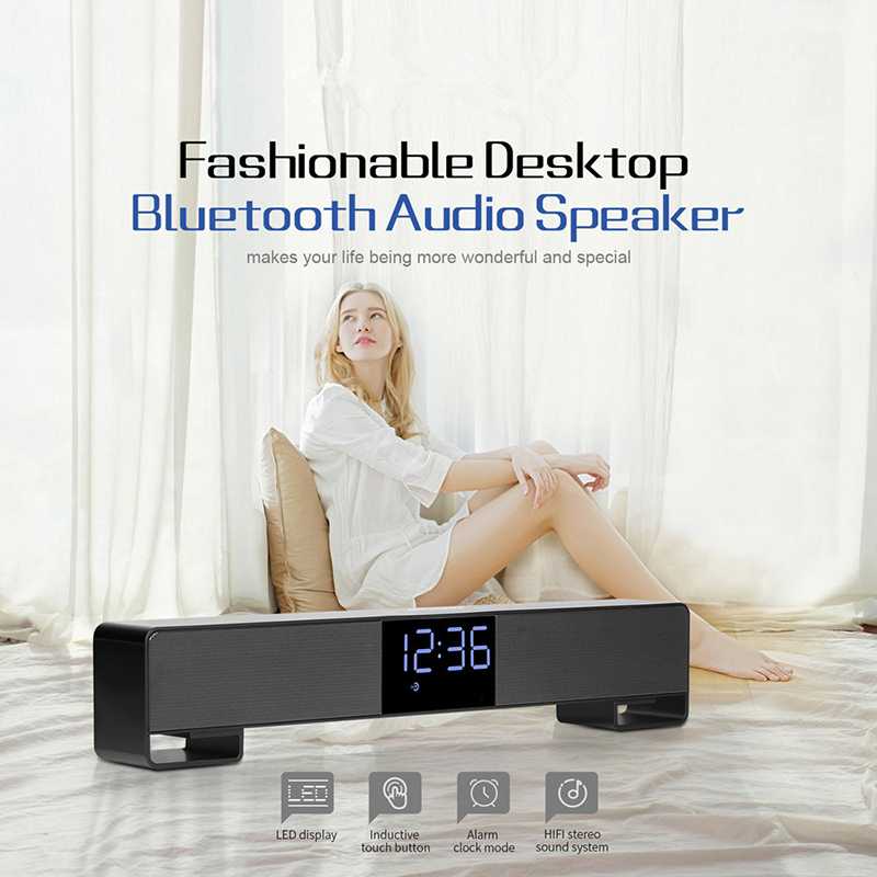 

LED Sound Bar Alarm Clock Wired Wireless Speaker Bluetooth Speaker Home Theater Music Surround SoundBar for PC TV Support AUX TF