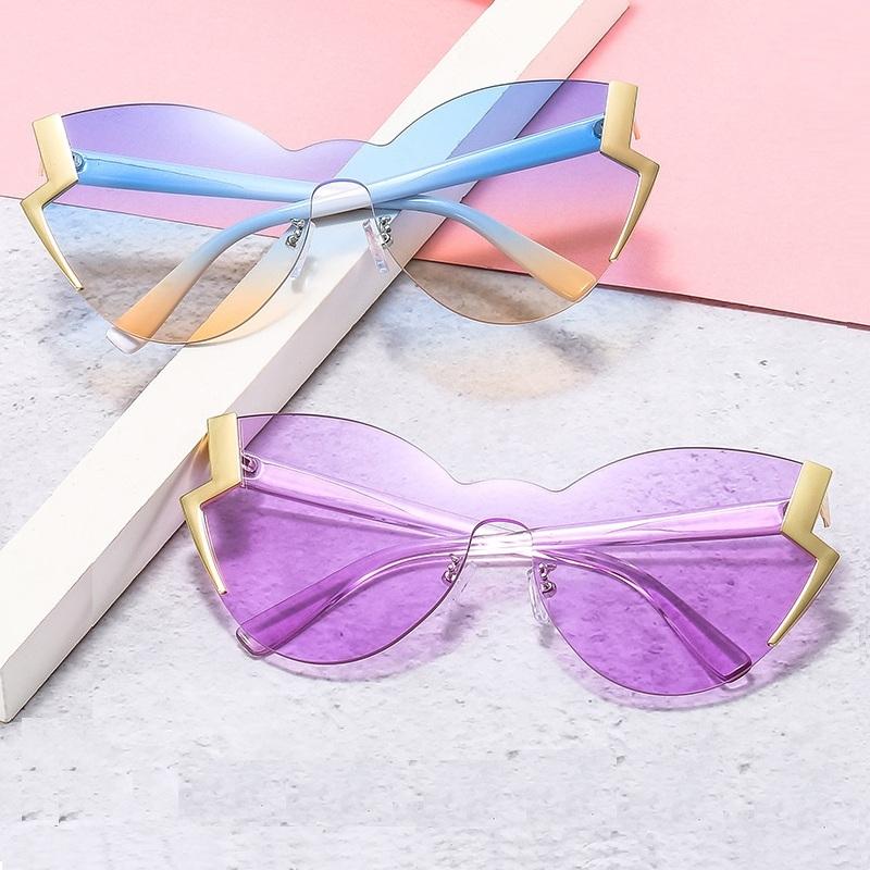 

Sunglasses 2021 Fashion Rimless Cat Eye Women Brand Vntage Framless Gradient Sun Glasses Female Color Shades Oculos Feminino
