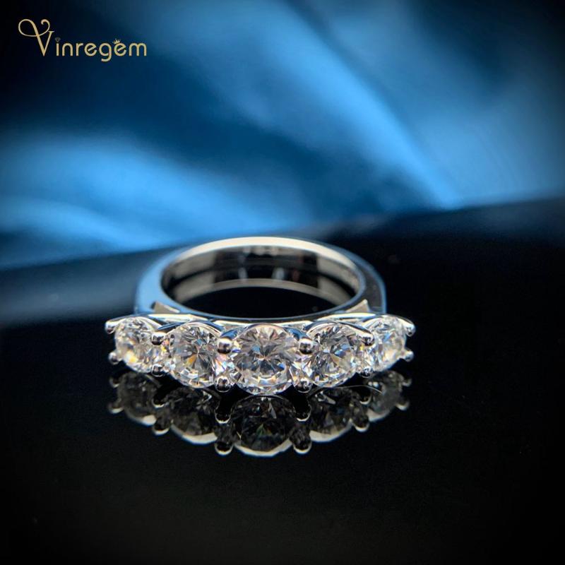 

Cluster Rings Vinregem 100% 925 Sterling Silver Created Moissanite Diamonds Gemstone Wedding Engagement Ring For Women Fine Jewelry Wholesal, Golden;silver