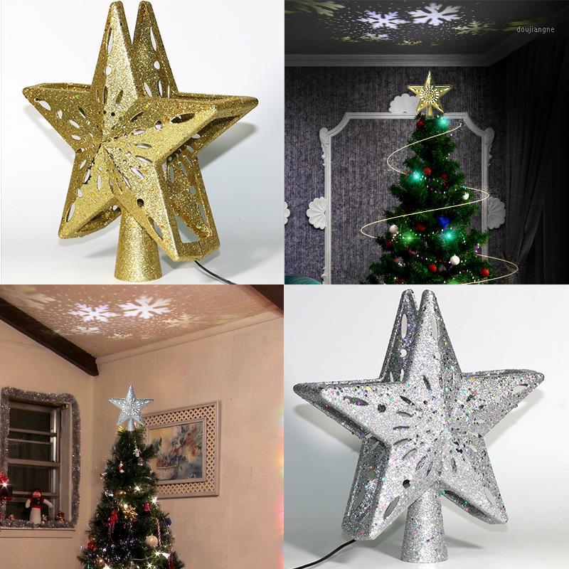 

LED Light 3D Christmas Treetop Twinkling Stars Light Christmas Decoration Pendant Rotating Snowstorm Projection Lighting Lamp1