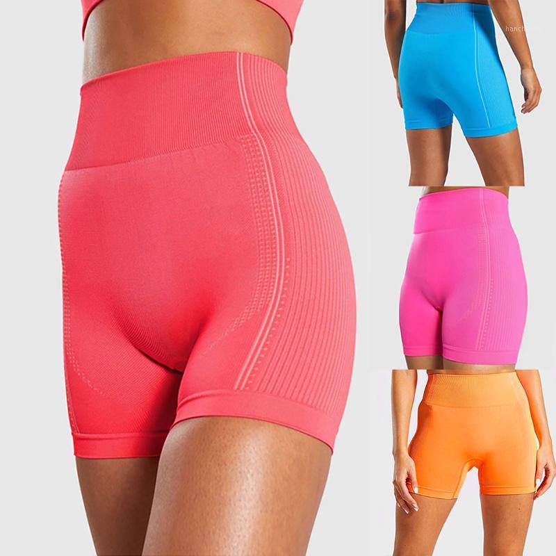 

Women High Waist Running Shorts Workout Fitness Hip Training Elastic Shorts Skinny Cycling Sportwear Solid Yoga1, Black