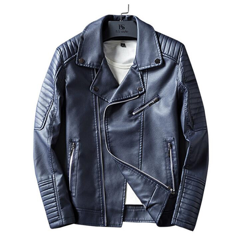 

2021 New Pu with Slanted Zipper Men of Motorcycle Jacket Casual Leather Jackets Kg3j, Black