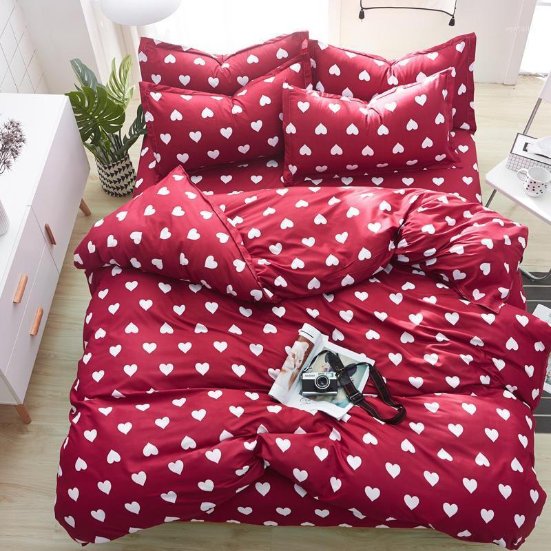 

Red Heart Leaves Duvet Cover set Sheet PillowCase Lovely Cat Cartoon Bedding Set Girls Kid Teen Woman Bed Linens Bedclothes1, Jifoury-hulian009