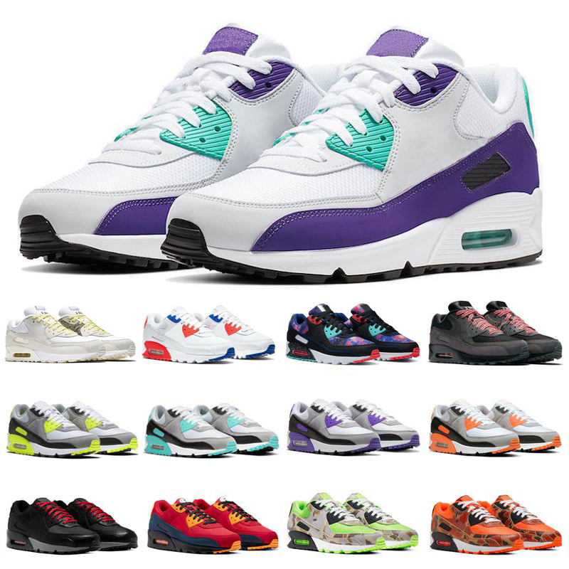 

2022 90 mens running shoes sneakers Grape Cool Grey London Laser Blue Infrared have again Orange Flyleather Camowabb Camo Red Bred men women trainers sports shoe